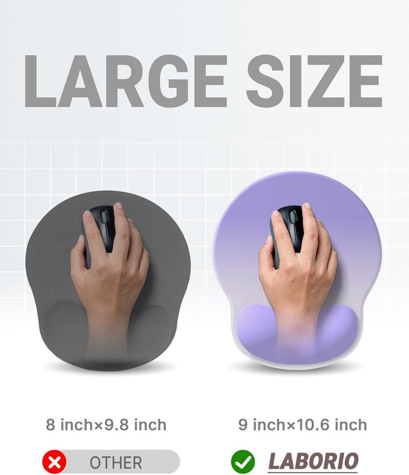 Laborio Ergonomic Mouse Pad Wrist Support, Comfortable Mouse Pad Wrist Rest, Relieve Wrist Pain Gel Mouse pad, Non-Slip Rubber Base Mousepad for Laptop, Computer(Gradient Dark Purple) - Image 4